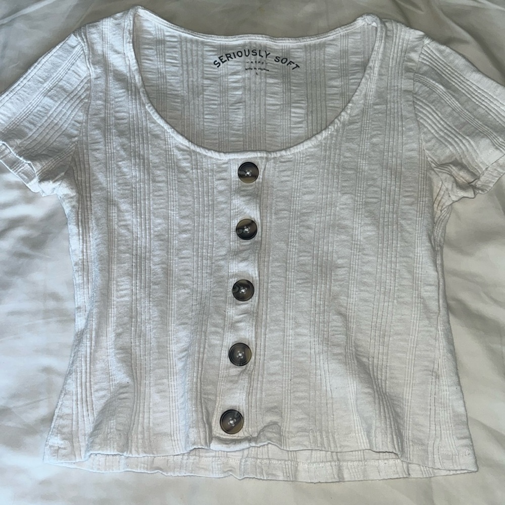 (M-L) Seriously Soft White Baby Tee